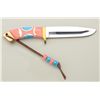 Image 1 : Unmarked custom knife with pink and light  blue grip with matching beaded drop in like  new conditio