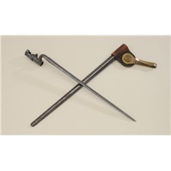 Trap door Springfield Bayonet with scabbard  and hanger , very good condition. 75% plus  original bl