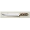 Image 2 : Large stag handled bowie knife signed “Dane,  -84 B-012” on hilt in like new condition;  approx. 17”
