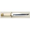 Image 1 : Custom clip point bowie knife by Draper,  Ephraim, Utah with ivory grip and brass  mountings, approx