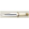 Image 2 : Custom clip point bowie knife by Draper,  Ephraim, Utah with ivory grip and brass  mountings, approx