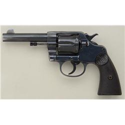 Colt New Service DA revolver, .45 Colt  caliber, 4-1/2” barrel, re-blued finish,  checkered black ha