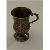 Image 7 : Antique ornate silver drinking cup approx.  5-1/2” in height with raised floral design  and fancy ha