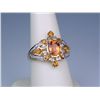 Image 1 : Splendid 14 karat yellow gold ladies ring set  with and orange sapphire weighing 1.85  carats with s