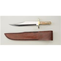 Massive long clip point modern custom bowie  knife signed Dan W. Janson, approx. 17-1/2”  overall wi