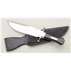Image 2 : Karfavan clip point coffin handle knife with  basket weave black leather sheath marked Bill  French,