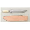 Image 1 : Beautiful large clip point bowie custom  modern knife by Lile in like new condition  showing etching