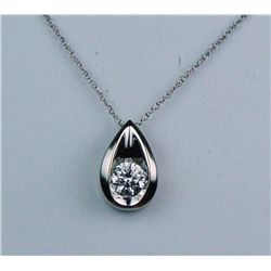 Stylish 14 karat white gold ladies pendant  set with a round brilliant cut diamond  weighing approx.