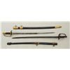 Image 2 : Reproduction lot of two swords and scabbards  including an 1850 style Officer’s sword with  etched b