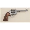 Image 2 : Colt Officer’s Model DA revolver, .38 cal.,  6” heavy barrel, blue finish, custom finger  groove che