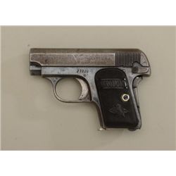 Early Colt Model 1908 pocket semi-auto  pistol, .25 cal., #21020; made about  1910-1911; 50-60% orig