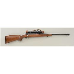 Sporterized Mauser Model 98 (carbine size)  bolt-action, caliber unknown, 20-1/2” barrel  including 