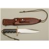 Image 1 : Large Randall military style fighting knife  and leather sheath with sharpening stone  approx. 12” o