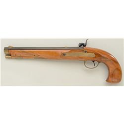 Italian-made copy of a single shot Kentucky  style percussion pistol, .44 cal., 10-1/4”  octagon bar