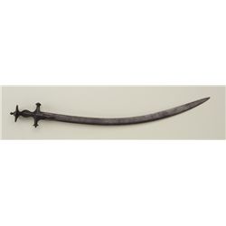 Tulwar curved blade sword, approx. 32”  overall with an approx. 27” blade in overall  uncleaned good