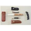 Image 1 : Lot of four knives including folding  fisherman’s knife, a Kershaw folder with  leather belt sheath;