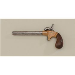 Unmarked antique brass framed single shot  percussion pistol, “Hero” style, .32 cal., 4”  barrel, wo