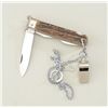 Image 2 : Shotgun extractor pocket knife with chain &  whistle in overall good condition.  Est.:   $50-$100.
