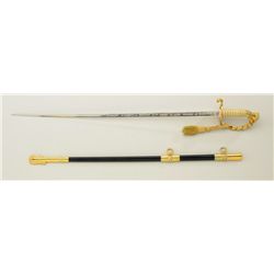 U.S. Navy Officer’s sword and scabbard with  leather carry case by N.S. Meyer, stainless  steel, app