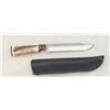 Image 1 : Anza custom knife with leather sheath,  approx. 11” overall with an approx. 6-1/2”  blade made from 
