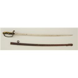 Japanese WW II era sword with scabbard in  overall good to very good uncleaned  condition.  Est.:  $
