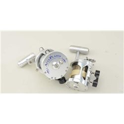Lot of 2 high end AccuFrame salt water  fishing reels with line; both in excellent  condition.  Est.