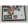 Image 2 : Riker Mount containing authentic German  patches, arm bands and insignia (14 )pieces  total.  Best p