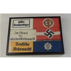 Riker Case containing 6 authentic German WW 2  arm bands, 1 RLB, 2 wehrmacht, 3 misc. Est.;  $150-$3