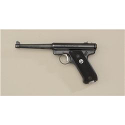 Ruger Mark I semi-auto pistol, .22LR cal., 6”  barrel, blue finish, checkered black  medallion plast
