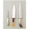 Image 1 : Lot of 3 custom modern knives including a  Cheatham stag handle knife in fine condition  approx. 9” 