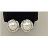 Image 1 : One 14k white gold ear studs set with Mabe  pearls and .25ct diamonds. The studs are  furnished with
