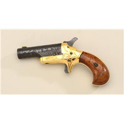 Colt #3 single shot derringer, .41 cal.,  2-1/2” barrel, black and gold colored finish,  modern engr