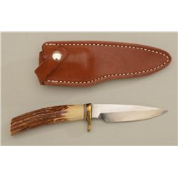 Model P Randall knife and Randall marked  leather sheath (Orlando, FLA); knife is  approx. 8-1/2” ov