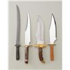 Image 1 : Lot of 4 large modern custom knives including  an unmarked clip point bowie in like new  condition a