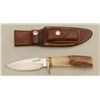 Image 1 : Model 11-45 Randall knife and leather sheath  with sharpening stone (Orlando, FLA); knife  is in fin