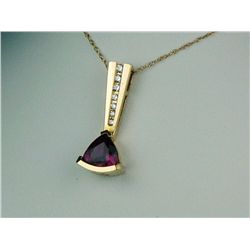 High quality 14 karat yellow gold ladies  custom made necklace set with a fine  trilliant cut red to