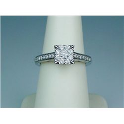 Dazzling 14 karat white gold ladies ring fine  set with 25 round brilliant cut diamonds  weighing ap