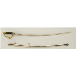 U.S. Model 1860 Cavalry saber by Mansfield  and Lamb dated 1865; re-nickeled blade and  scabbard; go