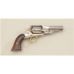Remington Pocket revolver conversion, .38  cal., 3-1/2” octagon barrel, nickel finish,  wood grips,