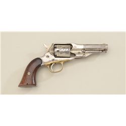 Remington Pocket revolver conversion, .38  cal., 3-1/2” octagon barrel, nickel finish,  wood grips, 