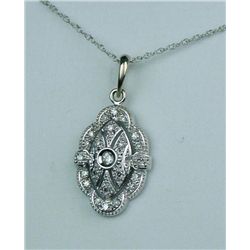 Pleasant 14 karat white gold ladies vintage  design necklace pave set with over 20 round  diamonds w