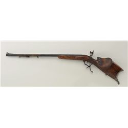 Early German Zimmerschutzen rifle, 4mm cal.,  29” octagon barrel, blue finish, fancy raised  carved 