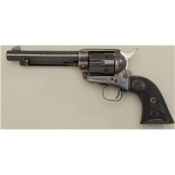 Colt SAA revolver, .45 cal., 5-1/2” barrel,  blue and case hardened finish, checkered  black hard ru