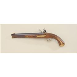 Modern copy of a Harper’s Ferry flintlock  pistol, .60 cal., 10” barrel, brown and case  hardened fi