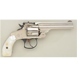 Smith & Wesson .38 DA top break revolver, .38  S&W cal., 4” barrel, nickel finish, pearl  grips, #53