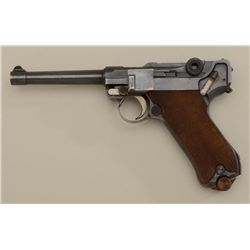 German DWM Luger semi-auto pistol, 9mm cal.,  4-3/4” barrel, military finish,  import-marked, checke