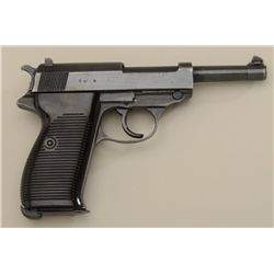 German Spreewerke P-38 DA semi-auto pistol,  9mm cal., 5” barrel, mat black finish,  grooved black p