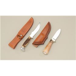 6" blade Case sheath knife with yellow stag  grip and scabbard (slight sharpening and  use), very go