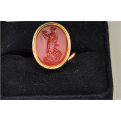 Antique fob with stone seal of a Roman beauty  in very good to fine condition; from the  Bernard Bra