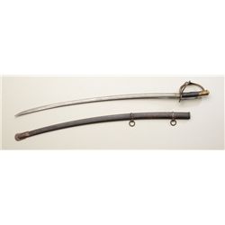 Civil War/Indian War-era Cavalry saber with  iron scabbard by C. Roby in overall good  condition sho